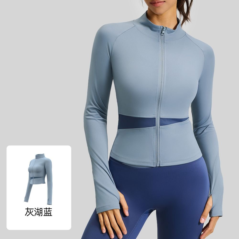 Colour-block yoga jacket
